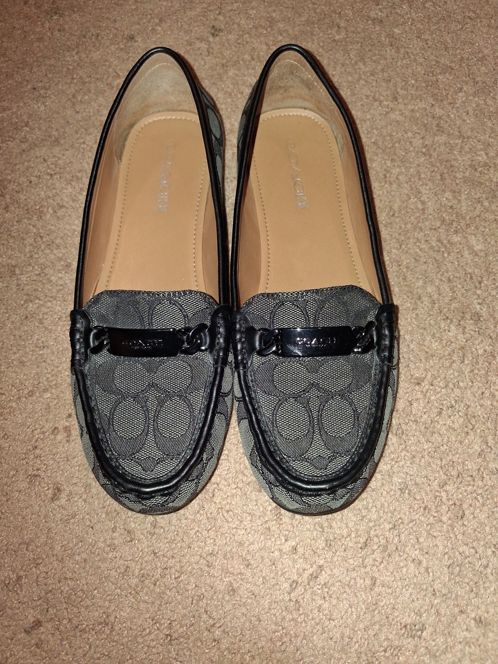 Coach Women's  Black/Gray Signature Canvas Loafers